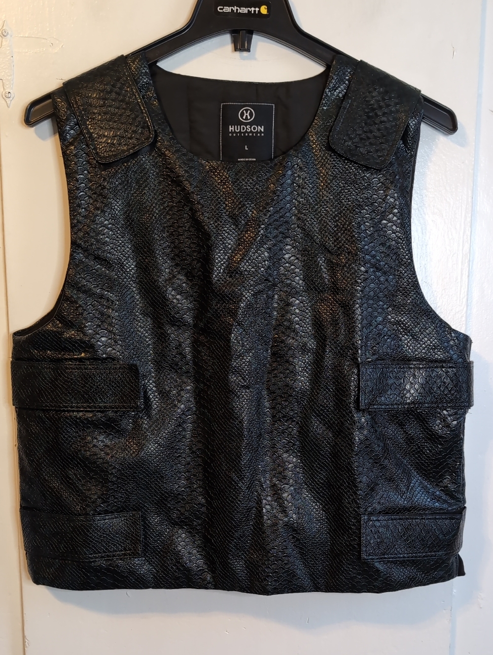 Hudson Outerwear Faux Leather Velcro Vest mens large